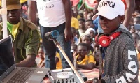 DJ Switch behind the turntables during her homecoming durbar