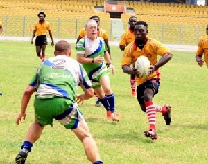 A rugby game in the GHana Rugby league