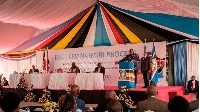 Former Kenya’s President Uhuru Kenyatta speaks during the EA Community-led Nairobi Process