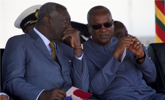 Former Presidents John Kufuor (L) and John Mahama (R)