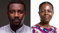 Parliamentary candidate John Dumelo (L) and MP Lydia Alhassan (R)