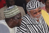 Alban Bagbin, Second Deputy Speaker of Parliament (L) and Jerry Rawlings,Former President of Ghana