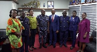 Michael Luguje (4th R), photographed with the Tema Sector Commander of the Customs Division of GRA