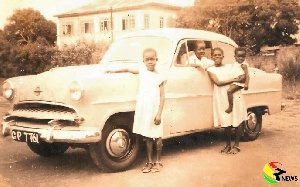 Late Paa Kwesi Amissah-Arthur (in the car) in 1956