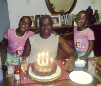File photo: The late Abuakwa North MP, J.B Danquah Adu celebrates his birthday with his children