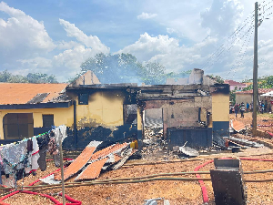 A photo of the police quarters that was destroyed in a fire outbreak