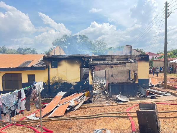 A photo of the police quarters that was destroyed in a fire outbreak