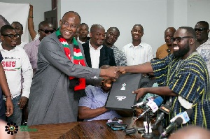 Dr Spio-Garbrah picks up his nomination forms at the NDC headquarters