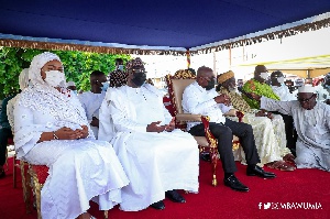 L-R: Samira Bawumia, Dr. Bawumia and President Akufo-Addo during the occasion