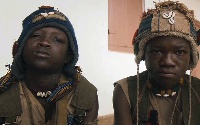Strika with Abraham Attah on the set of 