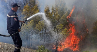 Firefighters battle a blaze in Algeria last month