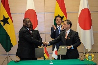 Ghana's Ambassador to Japan, Mr. Frank Okyere with Japan's Ambassador to Ghana, Mr. Himeno