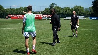 Essien takes his session on the practical delivery