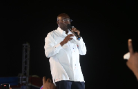 Dr. Mahamudu Bawumia speaking at the NPP's final rally at Legon