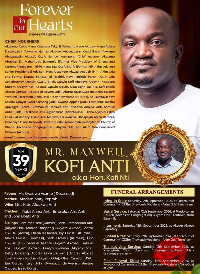 Maxwell Kofi Anti died following a fatal accident in May