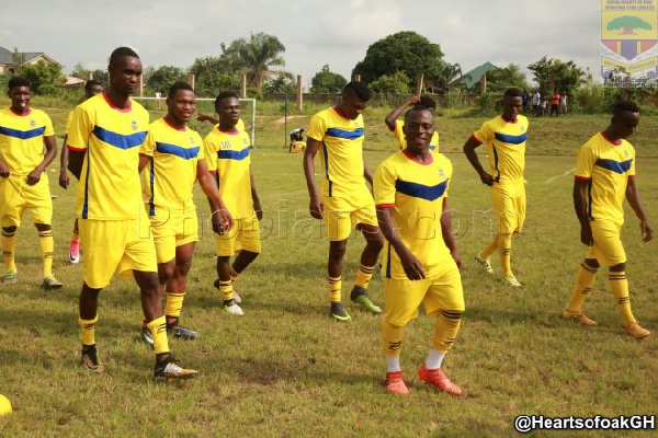 Hearts of Oak players in training ahead of the game