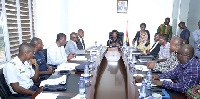 Ms Cecilia Dapaah, Minister of Aviation addressing members of the committee in Accra