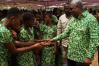 Former president John Mahama in an interaction with SHS students