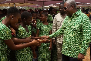 Former president John Mahama in an interaction with SHS students