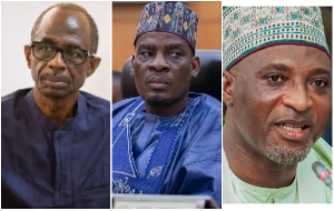 Aseidu Nketiah (L) has detailed why Haruna Iddrisu (M) and Muntaka (R) were removed as leaders