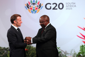 Cyril Ramaphosa welcomes Emmanuel Macron at G20 Johannesburg