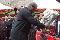 President John Mahama lays a wreath to honour those who fell in the June 3 disaster