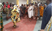 The King cut the sod for the construction of a 1,000-capacity dormitory at Okuapemman School