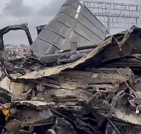 A file photo of the remains of the vehicles involved in the accident at Ofankor