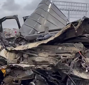 A file photo of the remains of the vehicles involved in the accident at Ofankor