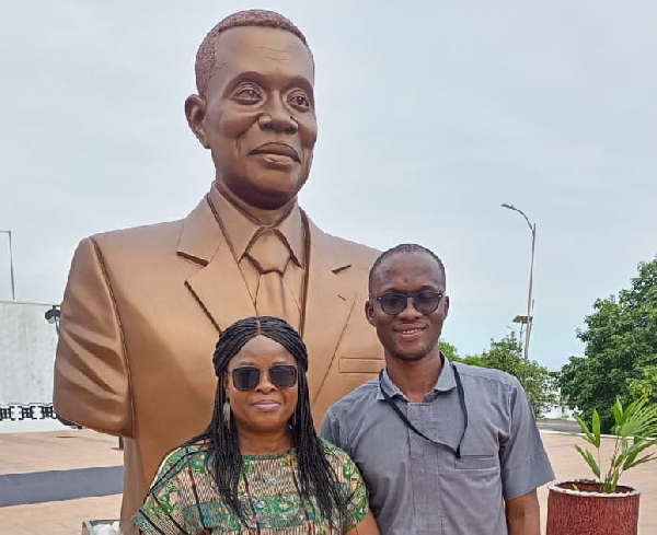 Ralph Apetorgbor at the Asomdwee Park with Cecilia Asaga