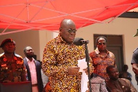 President Akufo-Addo addressing the Omanhene and residents of Dormaa