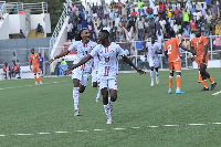 Niger players celebrating a goal