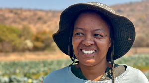Farmer Kelebogile Mosime uses an AI app that speaks her language