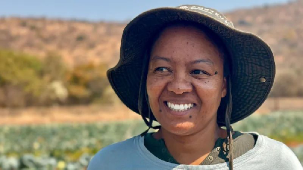 Farmer Kelebogile Mosime uses an AI app that speaks her language