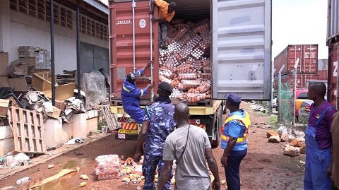 One of the intercepted trucks containing assorted drinks