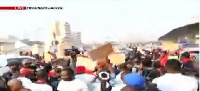 The protest follows violent clashes that briefly disrupted voting processes at La Bawaleshie
