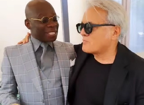 Nana Sarfo captured in a shot with Italian luxury brand owner, Guiseppe Zanotti