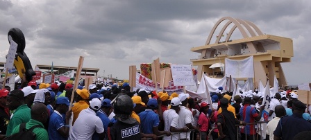 Some workers mark May Day at the Independence Square