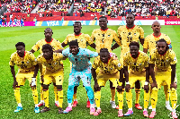 Players of the Black Stars ahead of the game against Panama