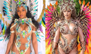 Ayra Starr and Rihanna dazzle in their costumes