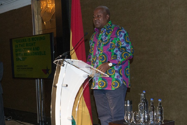 President Mahama addressing the Ghanaian community in the United Kingdom.