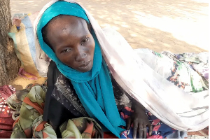 Hamida Adam Ali and her children have escaped death, but she does not know the fate of her husband