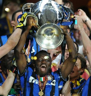 Sulley Muntari became the first Ghanaian to win a treble in 2010