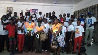 Representatives of the NDC, NPP and PPP with staff of NRSA
