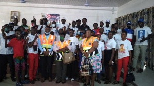 Representatives of the NDC, NPP and PPP with staff of NRSA