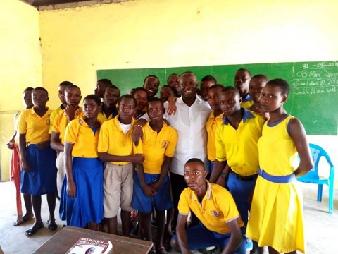 Ellembele MP in a group picture with some BECE candidates