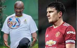 A photo colllaaage of Vice President Dr. Mahamudu Bawumia and Harry Maguire