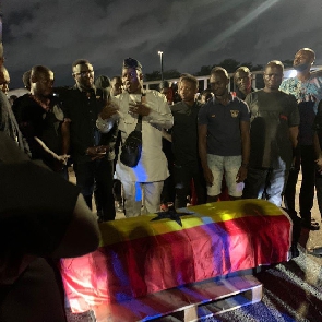 Dwamena's body was received by his grieving family in Accra late on Friday night