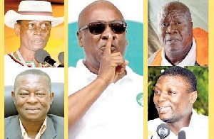 Former President John Mahama (m) and some bigwigs in the NDC