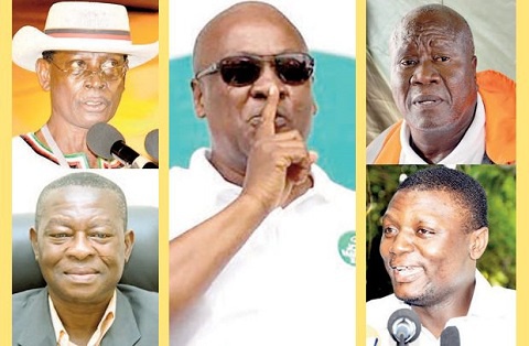 Former President John Mahama (m) and some bigwigs in the NDC